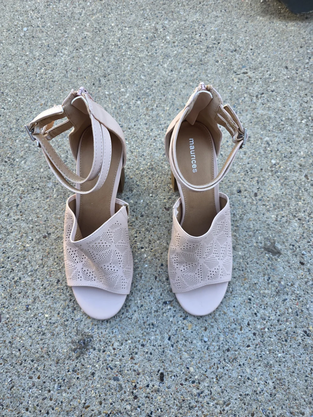 Maurices Light Blush Perforated Ankle Strap Sandals Women 9